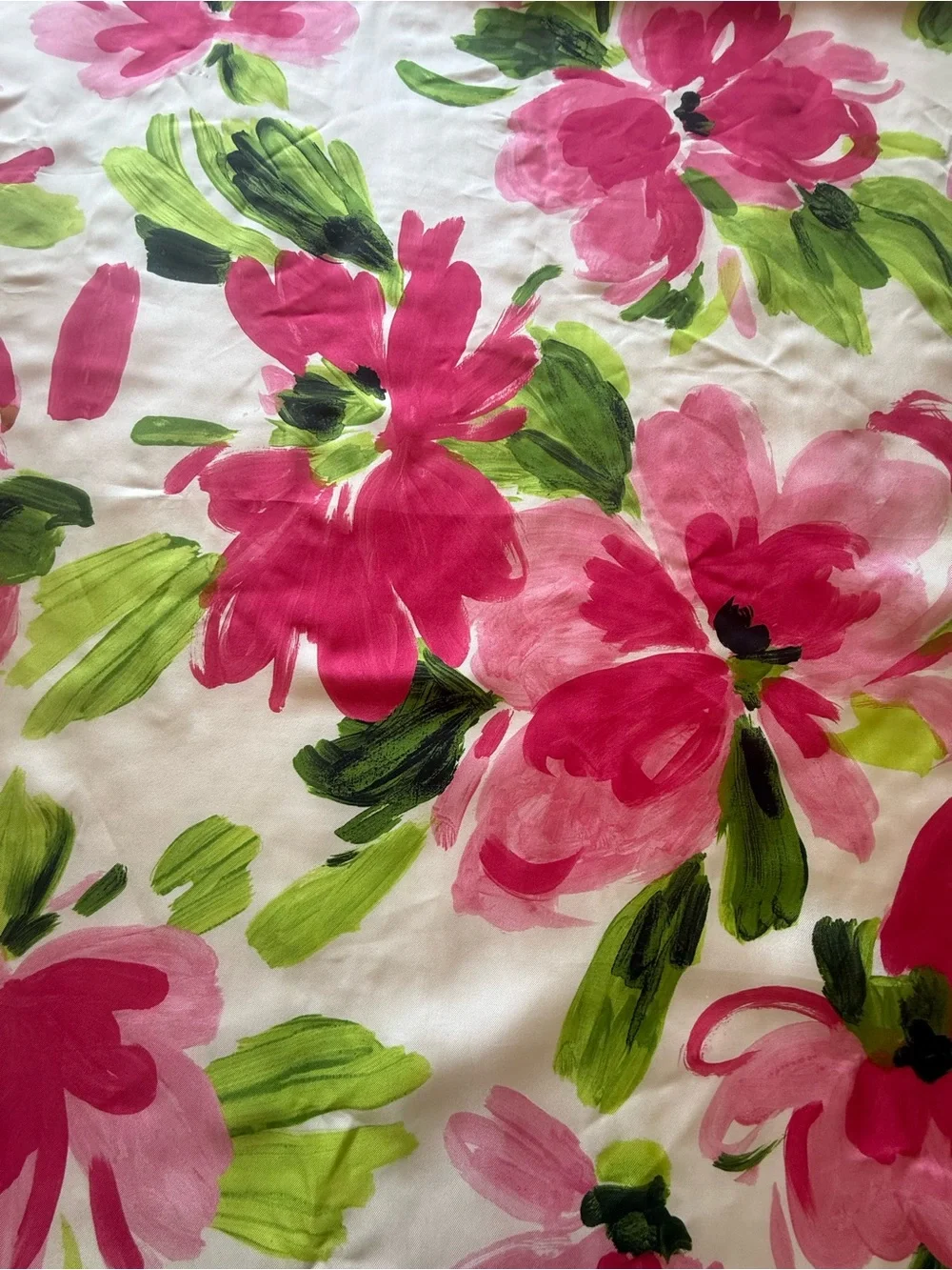 Moschino Pink and Green Floral Silk Scarf 34”